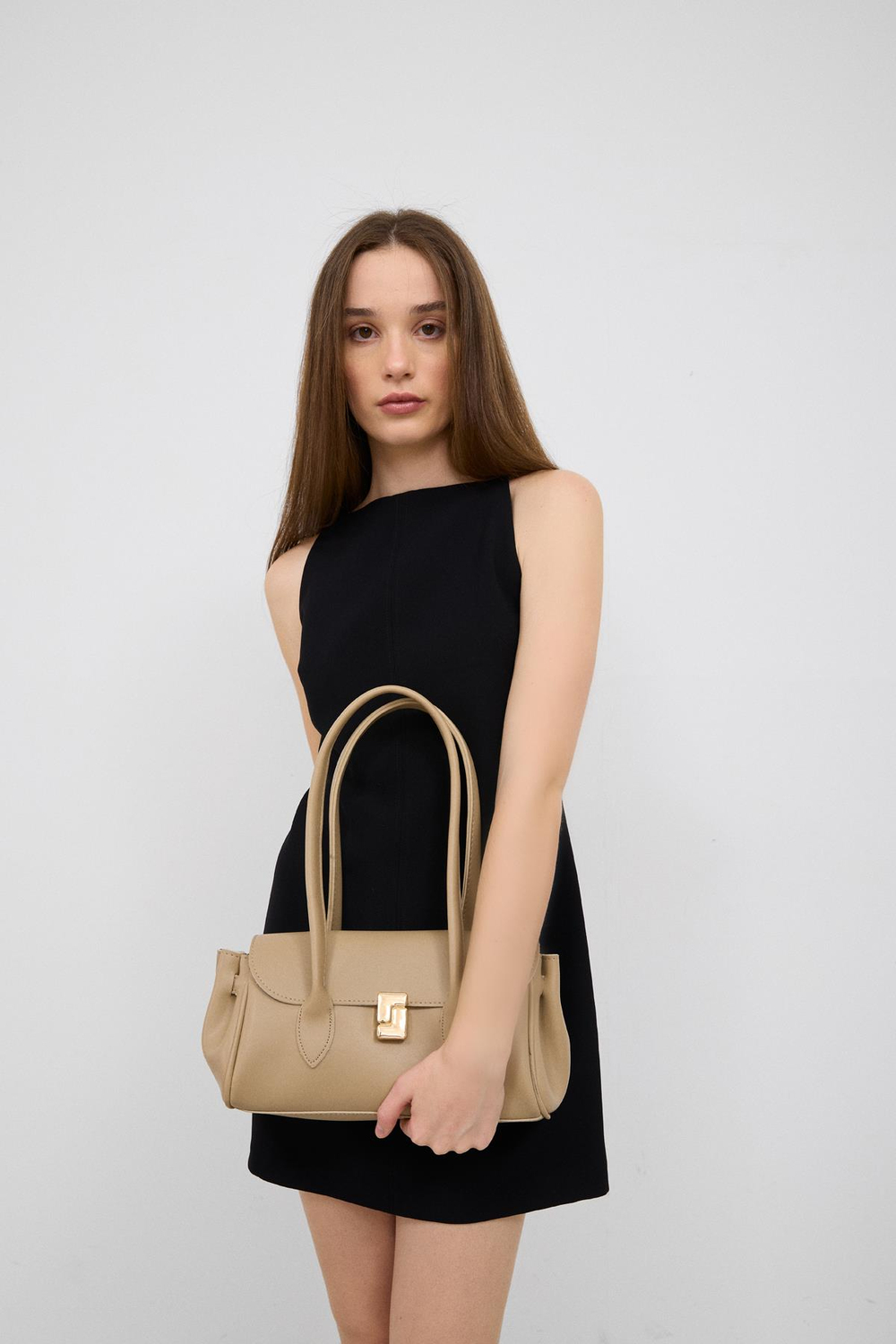 Lia Vintage Baget Çanta Bej