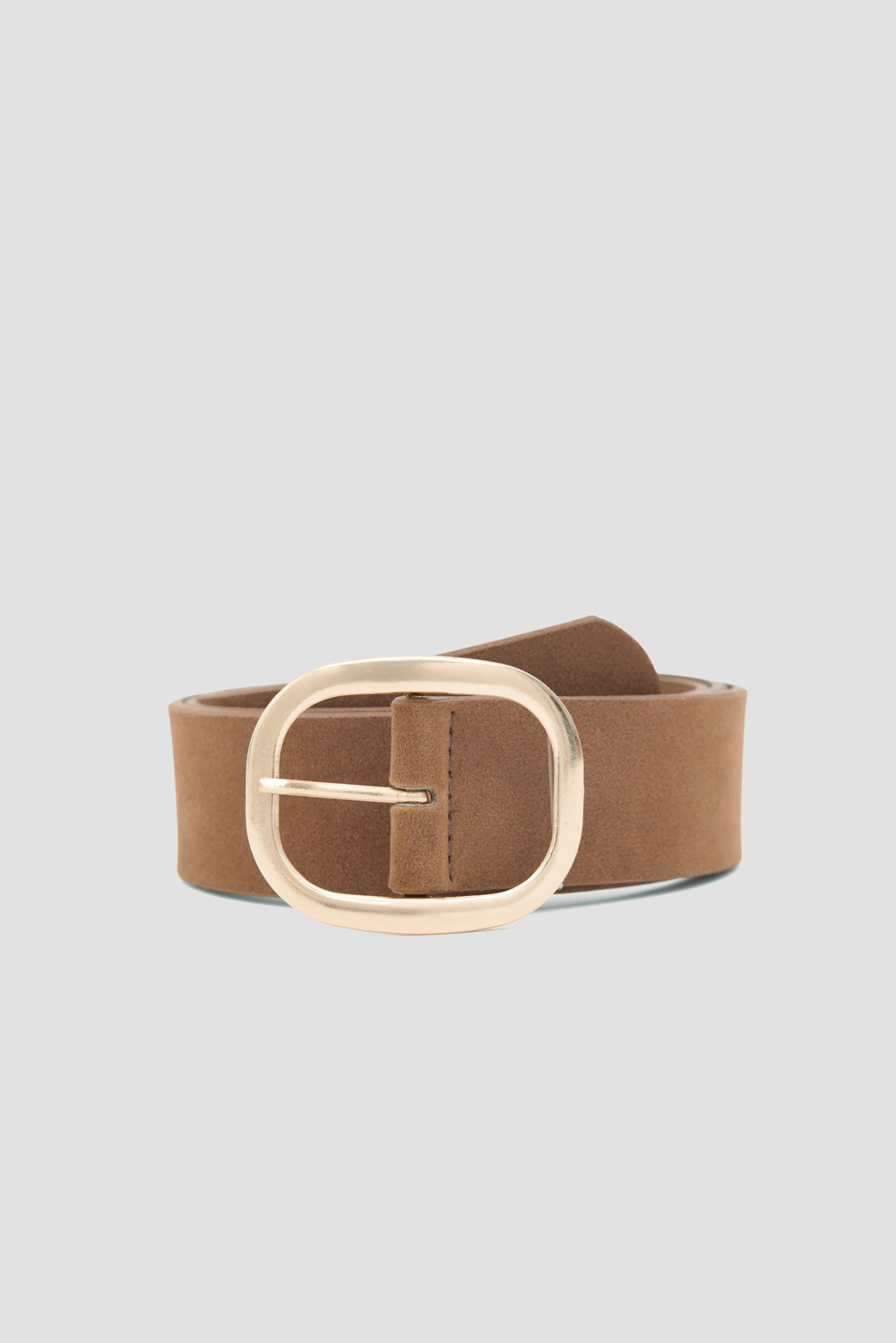 Süet Oval Tokalı Kemer Taba