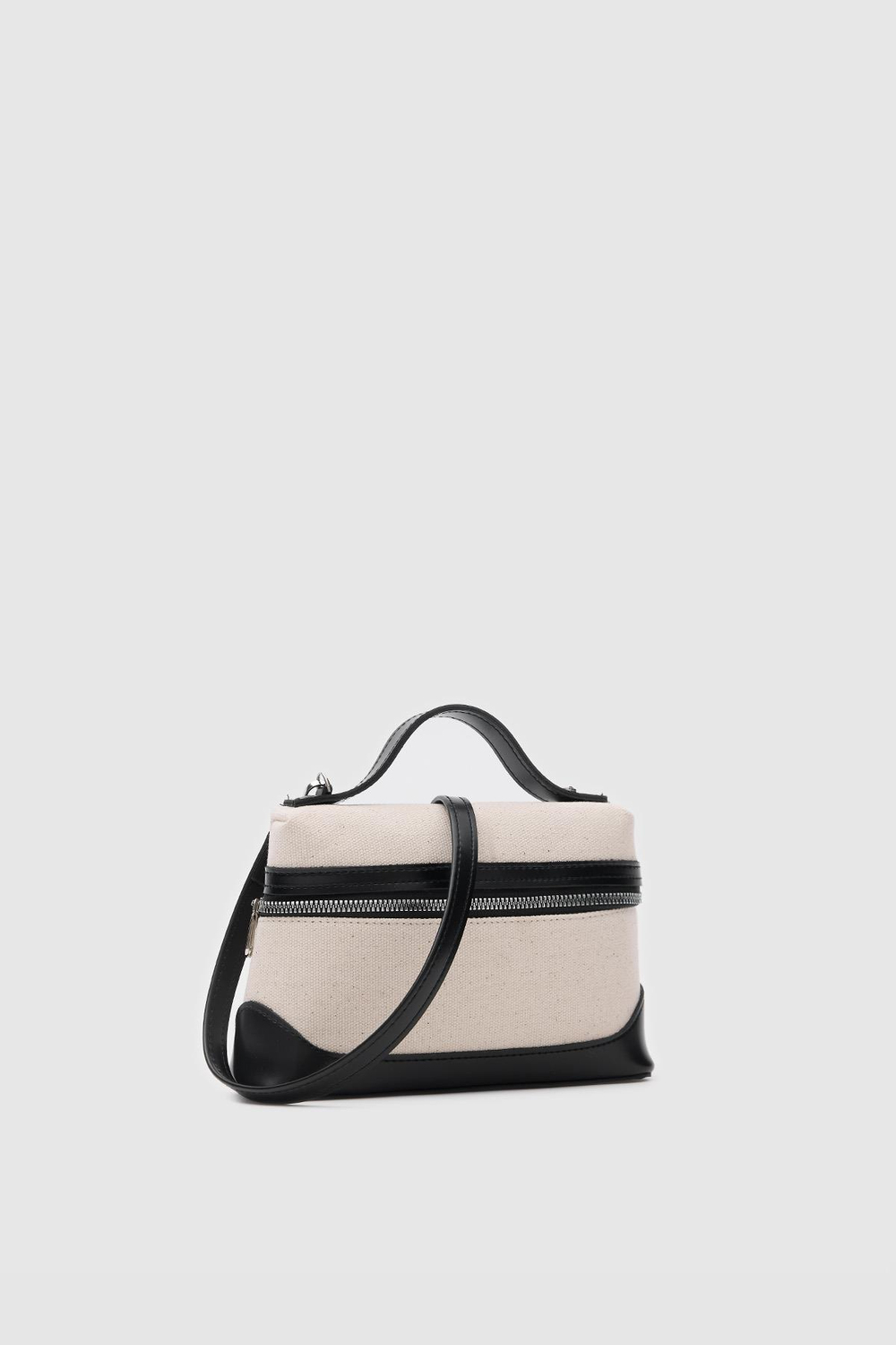 Yoko Box Bag El ve Çapraz Omuz Çanta Krem-Siyah