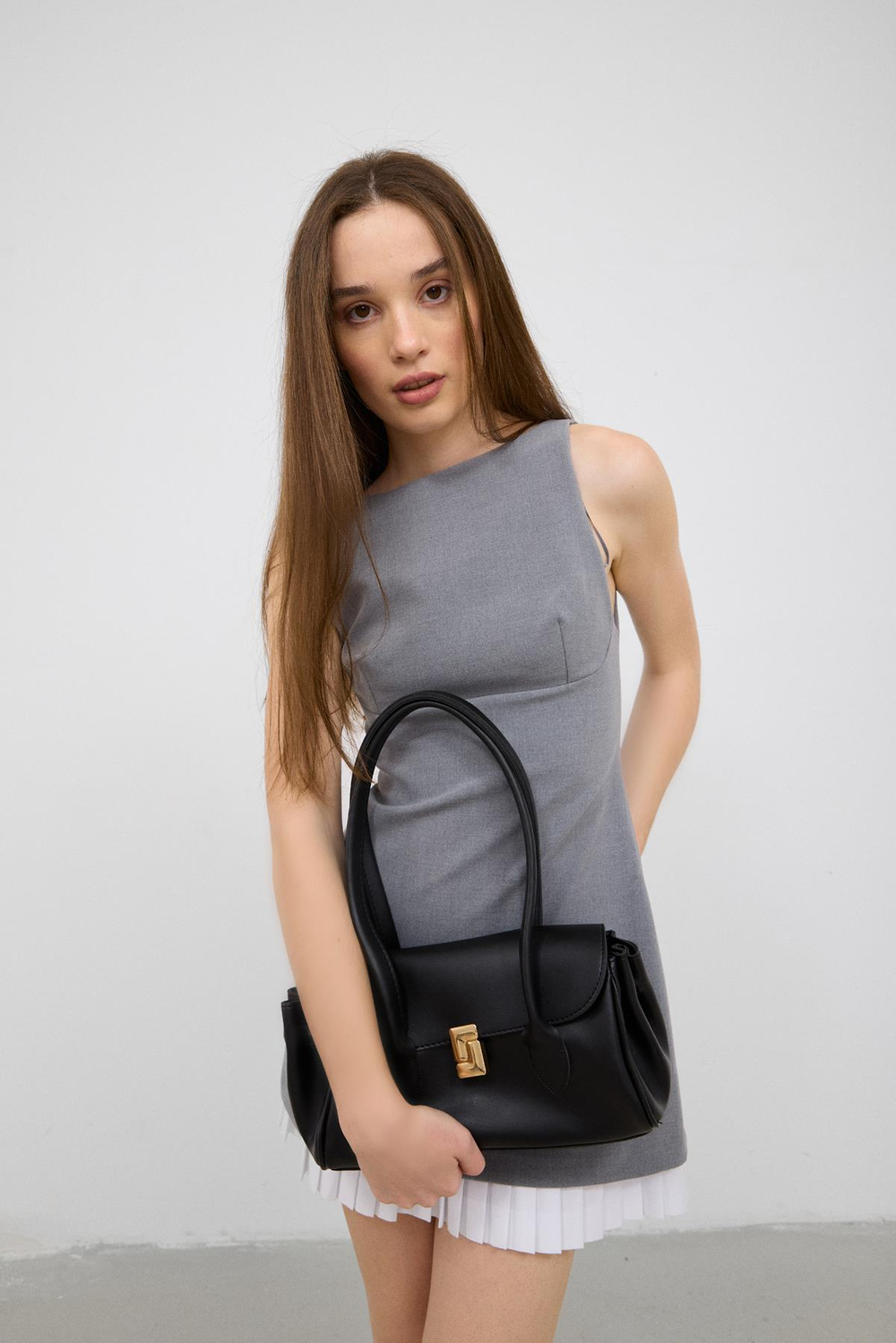 Lia Vintage Baget Çanta Siyah