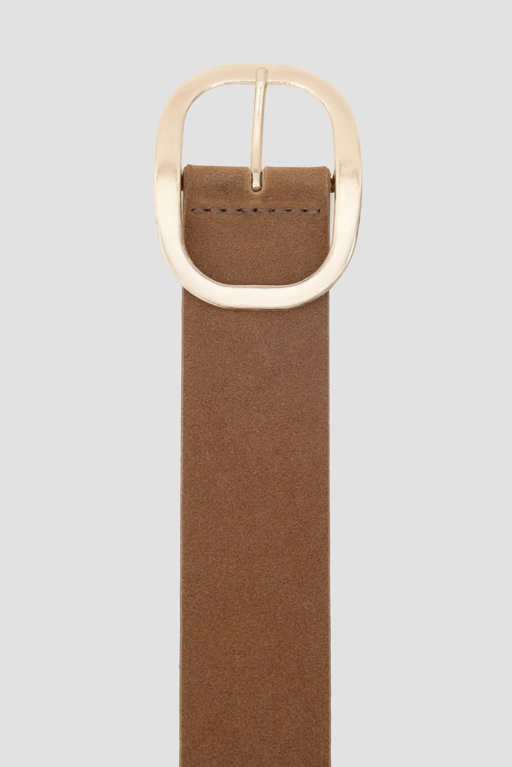 Süet Oval Tokalı Kemer Taba