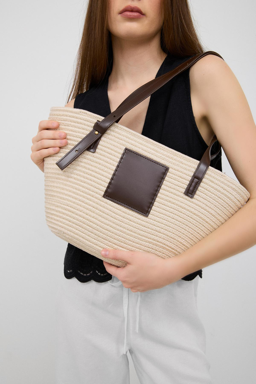 Vittoria Handmade Hasır Çanta Krem