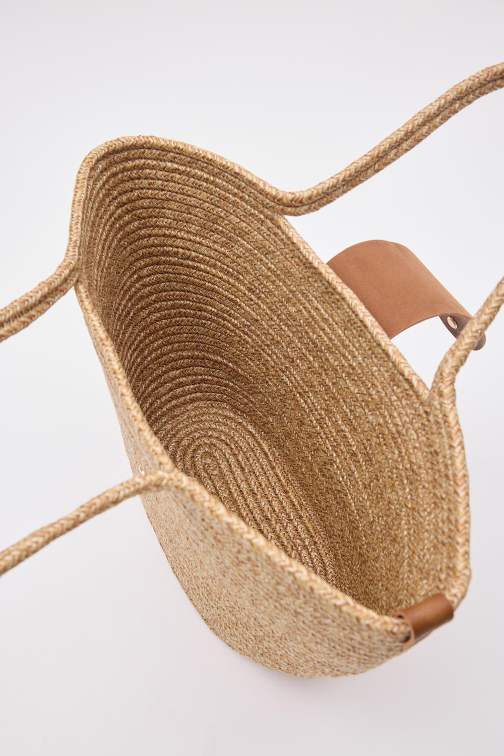 Duffy Kapaklı Handmade Hasır Tote Çanta Vizon