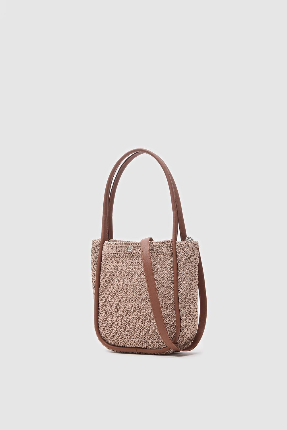 Palma Handmade Midi Hasır Omuz Çantası Vizon