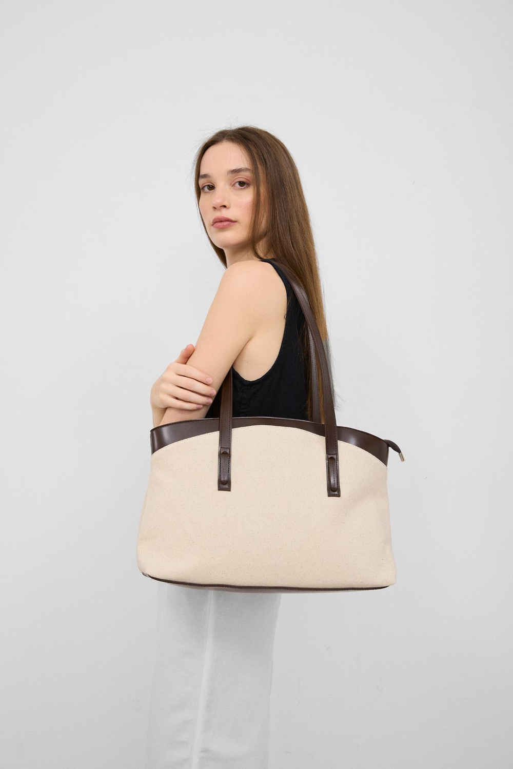 Citta Kanvas Tote Bag Kahverengi