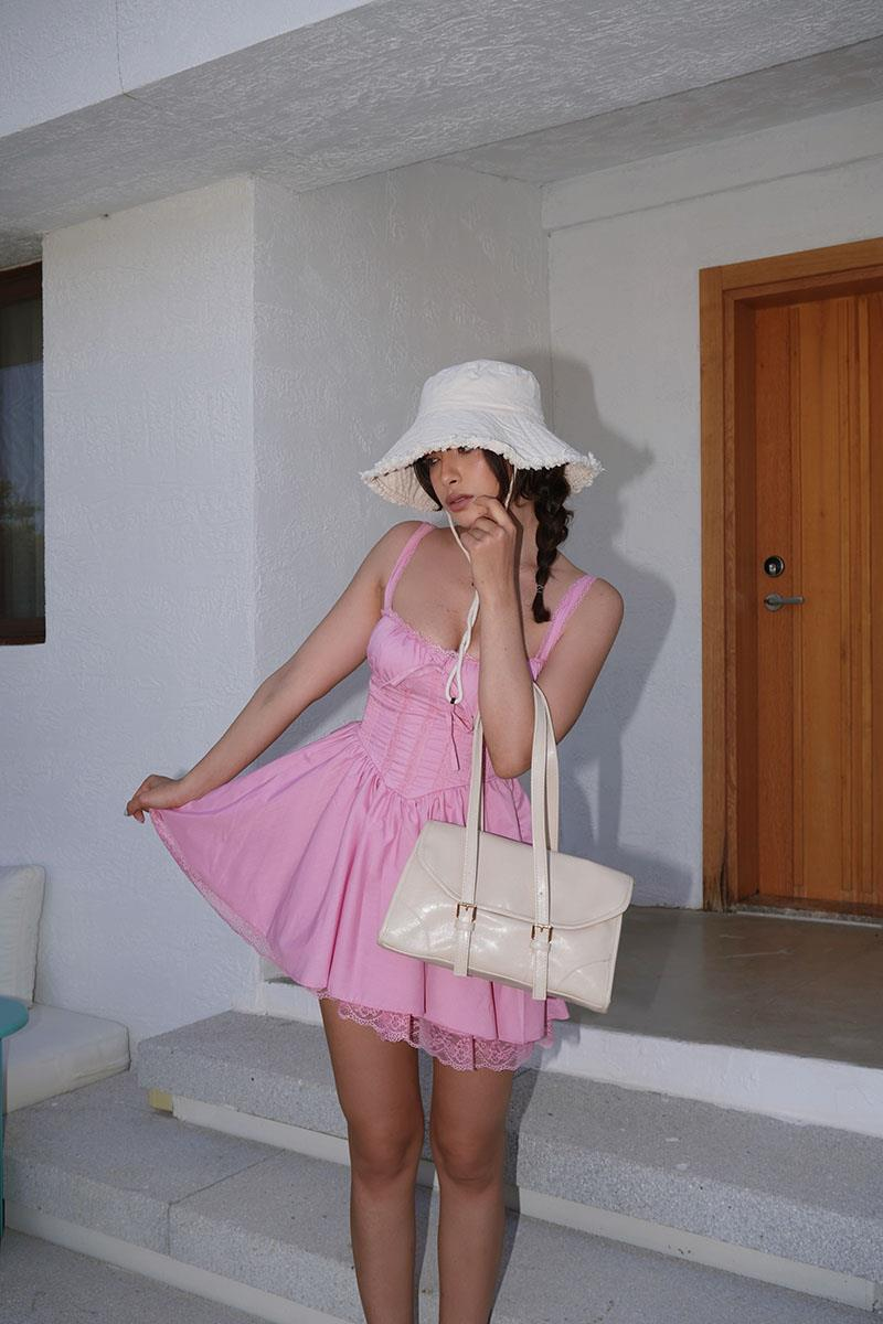 Lue Vintage Baget Çanta Krem