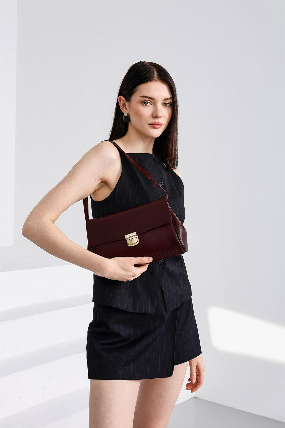 Lauren City Baget Çanta Bordo