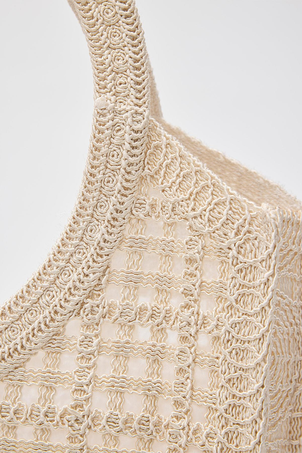 Vicolo Handmade Makrome Tote Çanta Krem