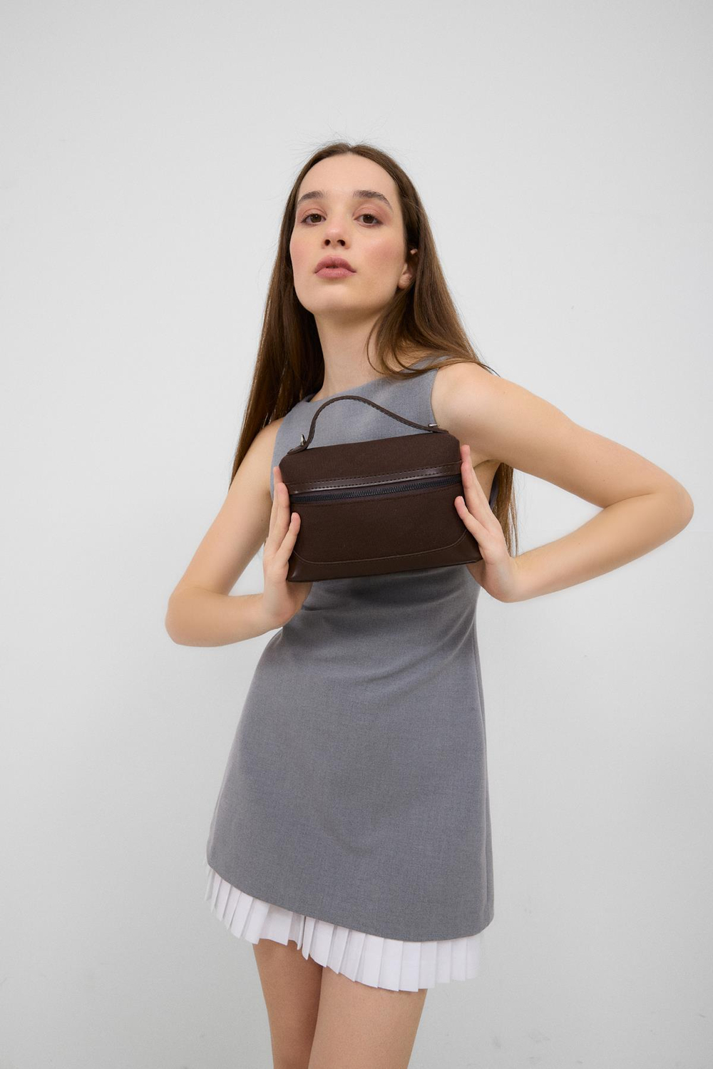 Yoko Box Bag El ve Çapraz Omuz Çanta Kahverengi