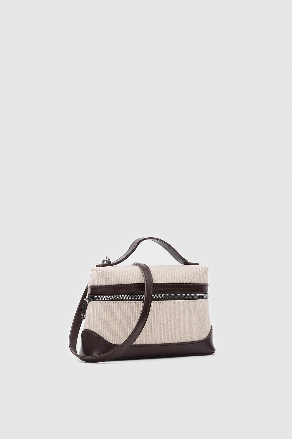 Yoko Box Bag El ve Çapraz Omuz Çanta Krem-Kahve