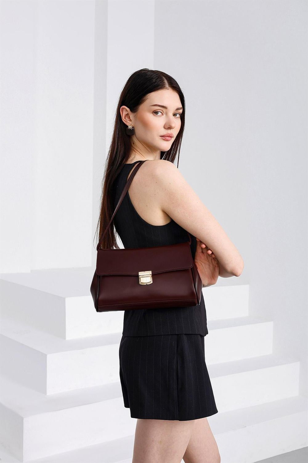 Lauren City Baget Çanta Bordo
