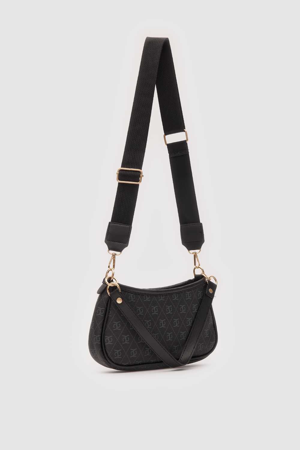 Farme Monogram Baget ve Çapraz Çanta Siyah