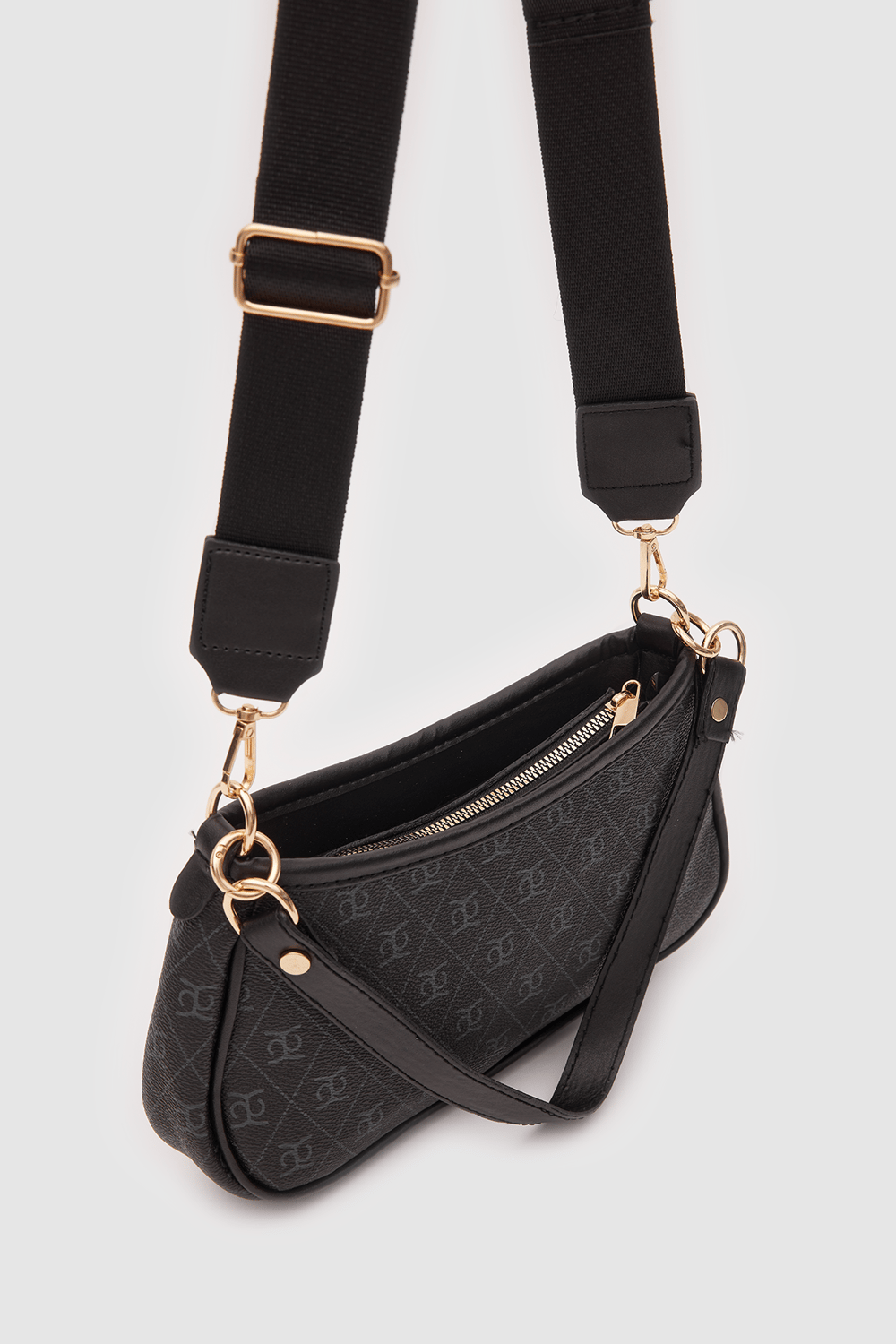 Farme Monogram Baget ve Çapraz Çanta Siyah