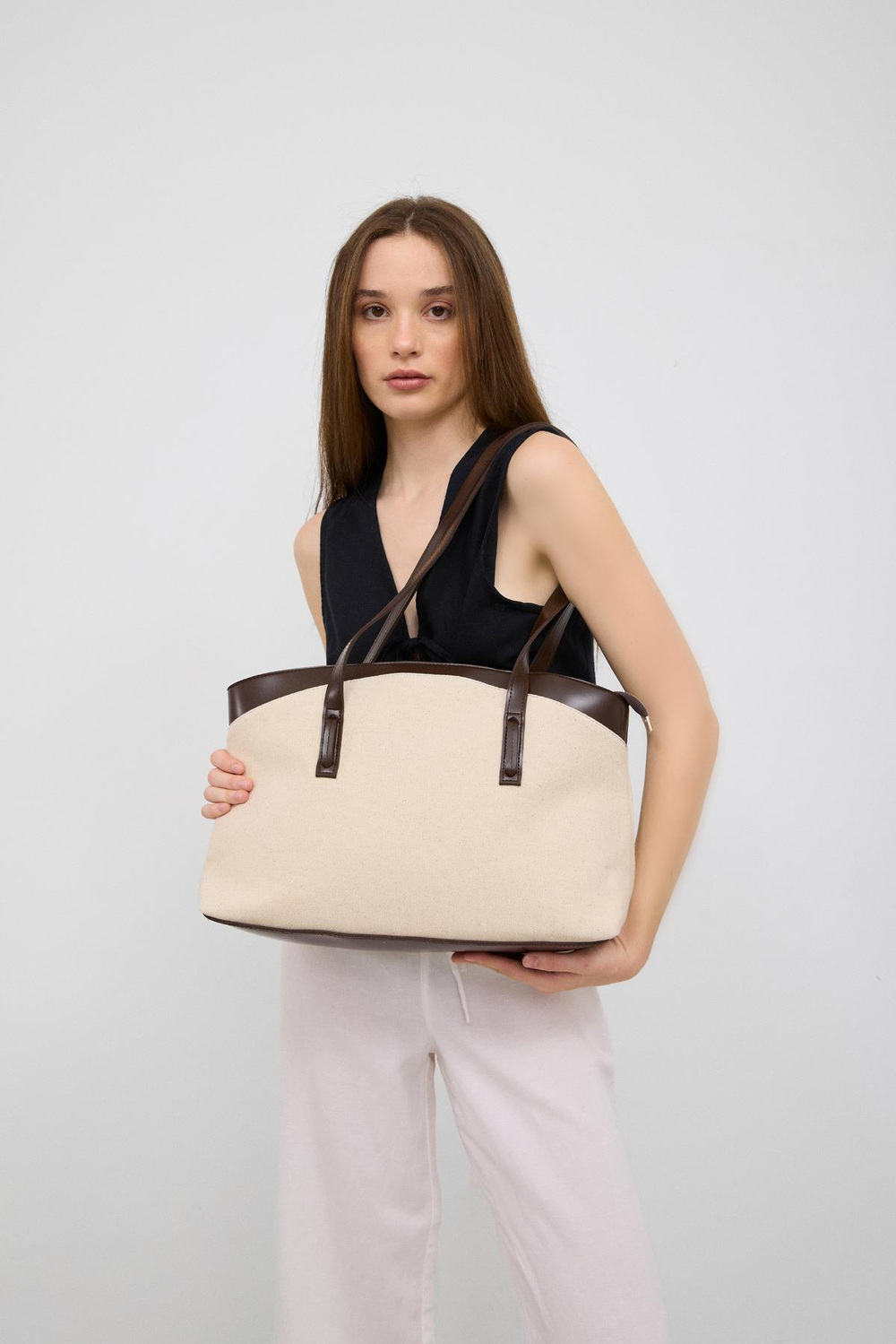 Citta Kanvas Tote Bag Kahverengi