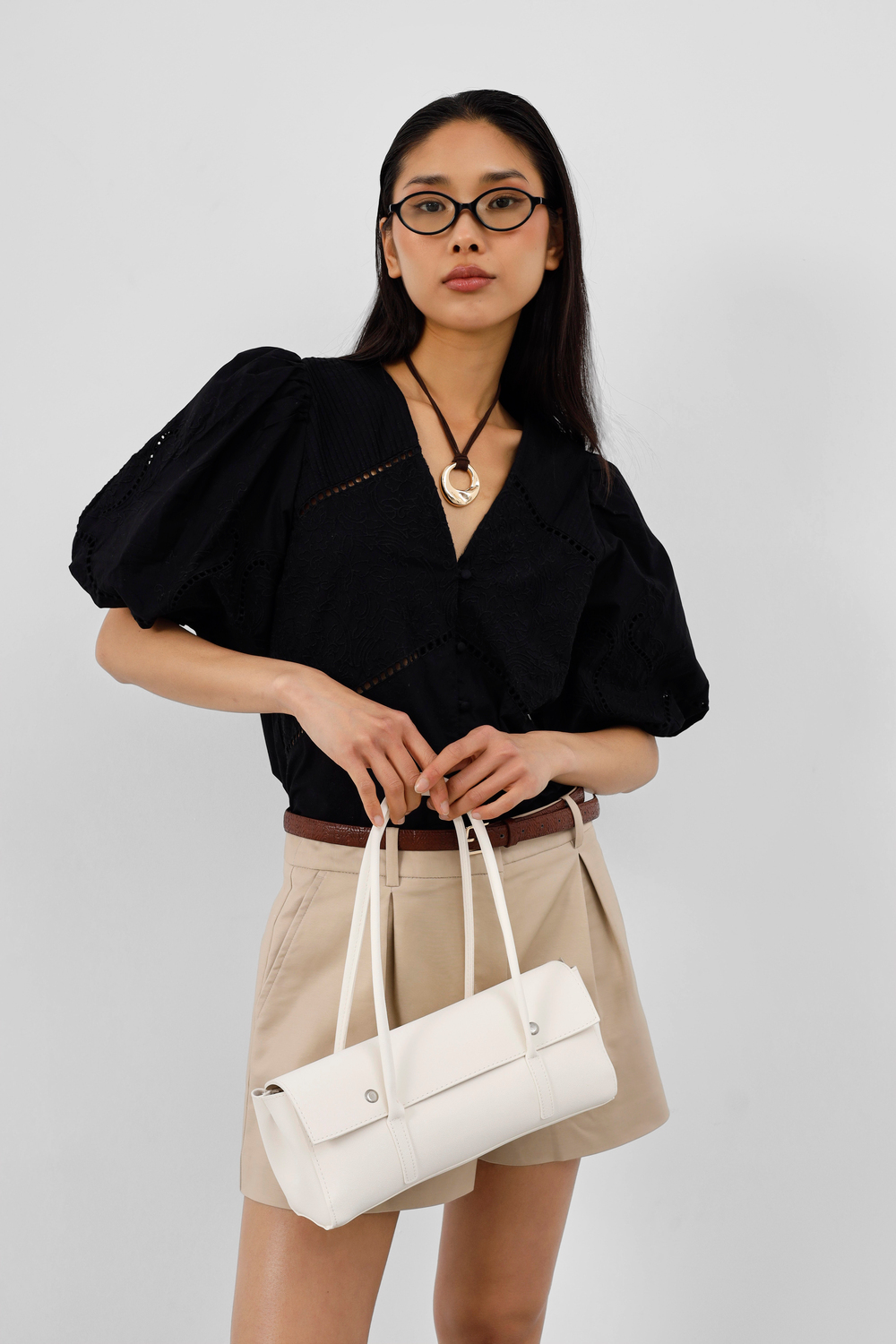 Mari Vintage Baget Çanta Krem