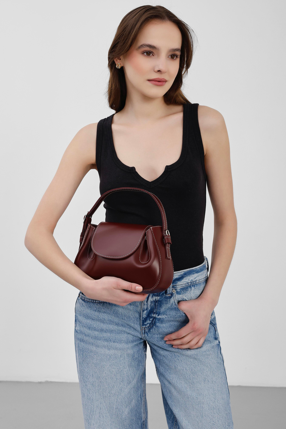Lover Oval Çapraz Çanta Bordo