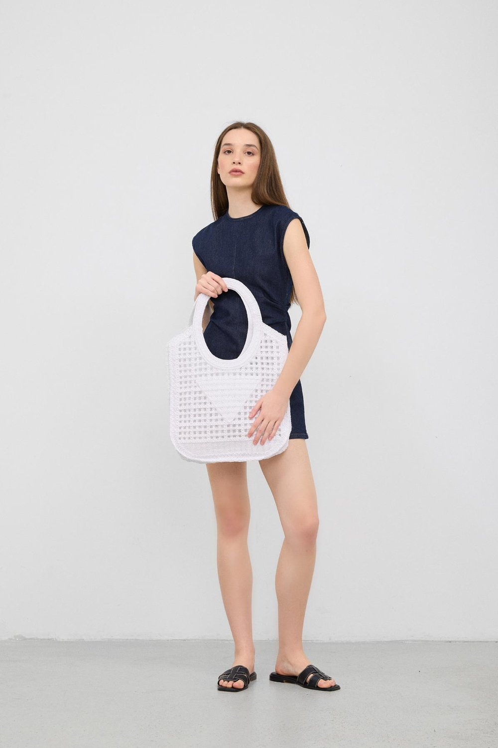 Vicolo Handmade Makrome Tote Çanta Beyaz