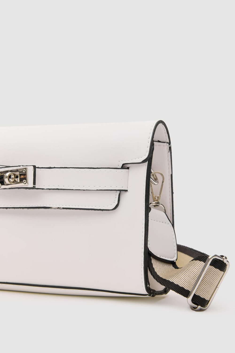 Kelly Kilitli Clutch Bag Beyaz
