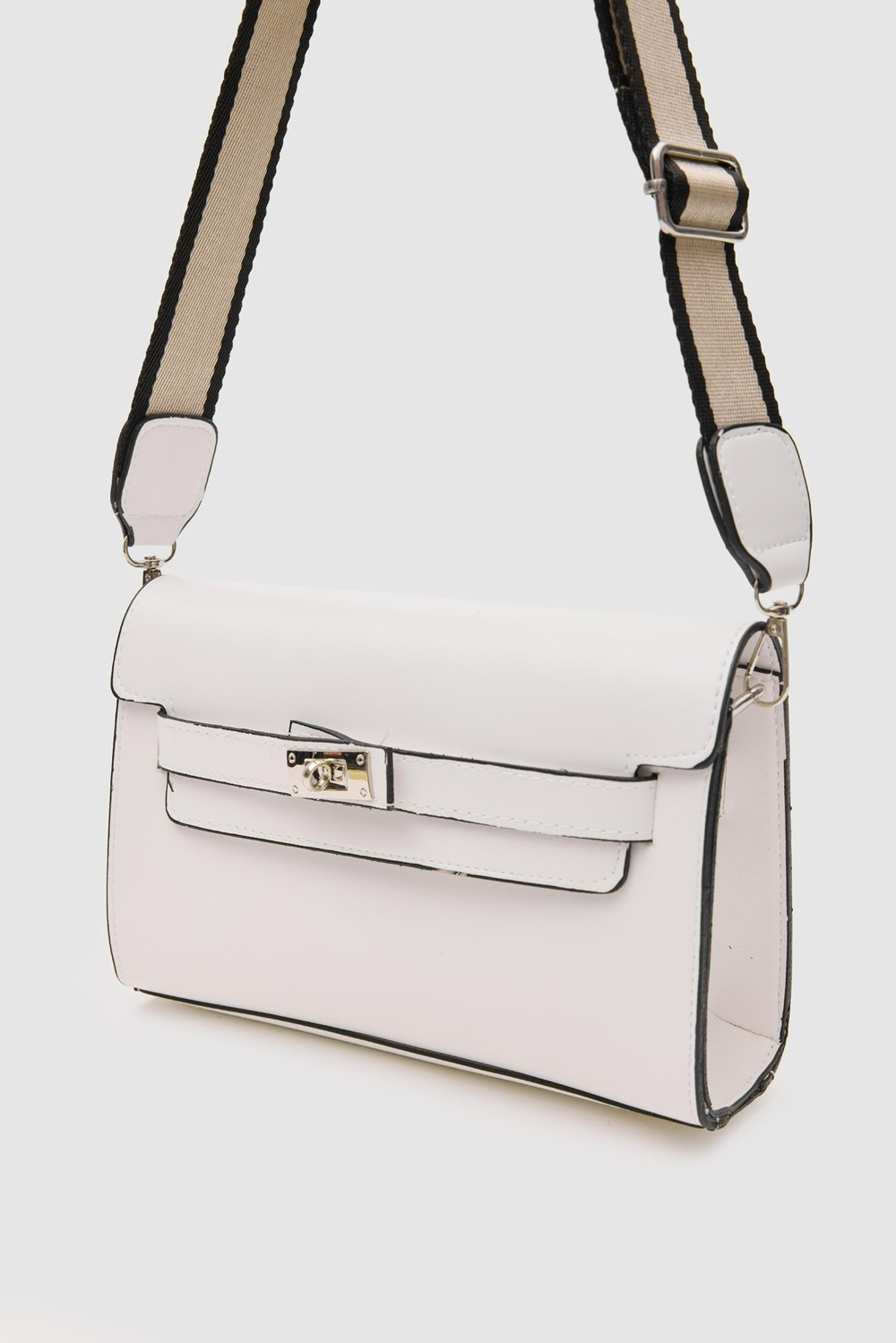 Kelly Kilitli Clutch Bag Beyaz