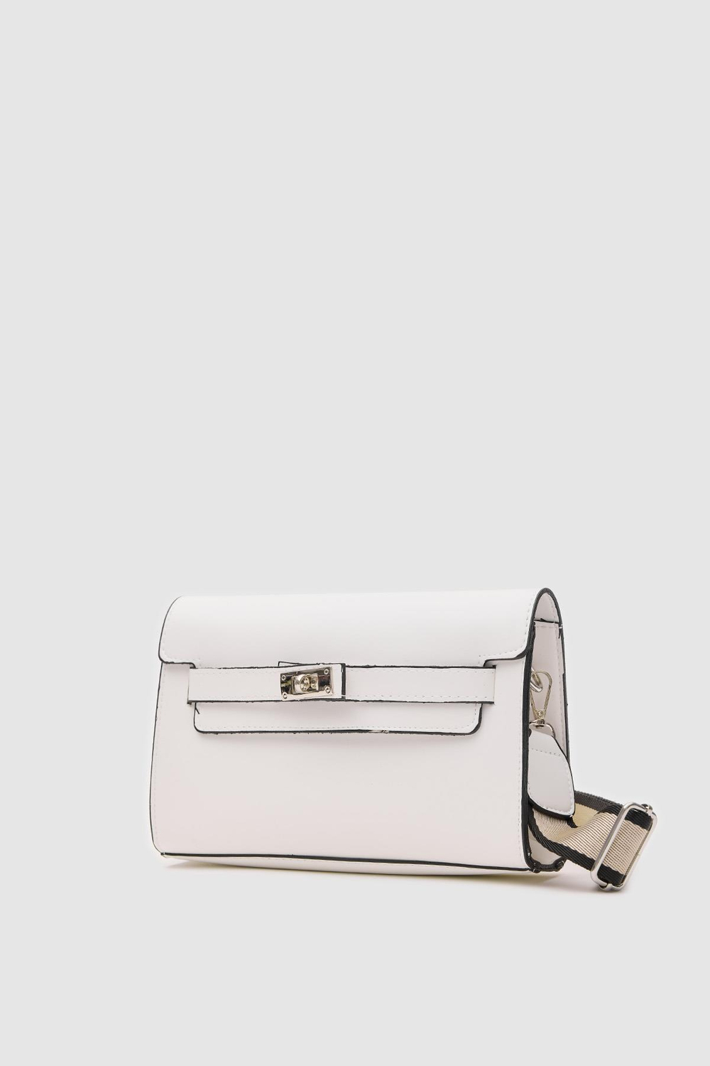 Kelly Kilitli Clutch Bag Beyaz