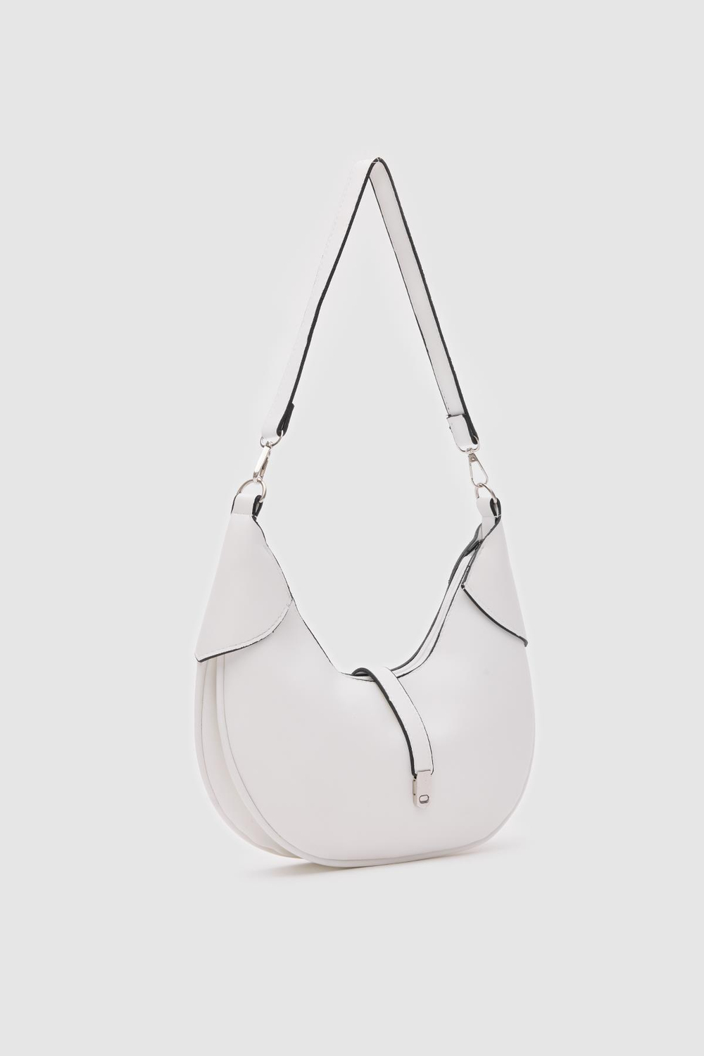 Suzu Oval Baget Çanta Beyaz