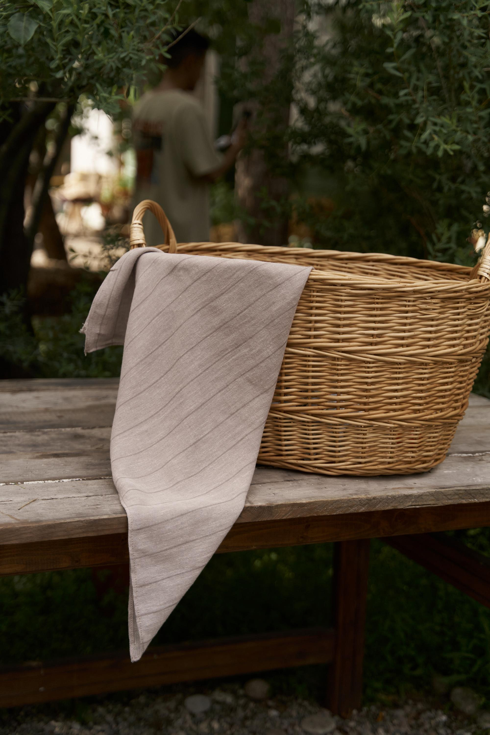 Alba Çizgili Vizon Keten Fular