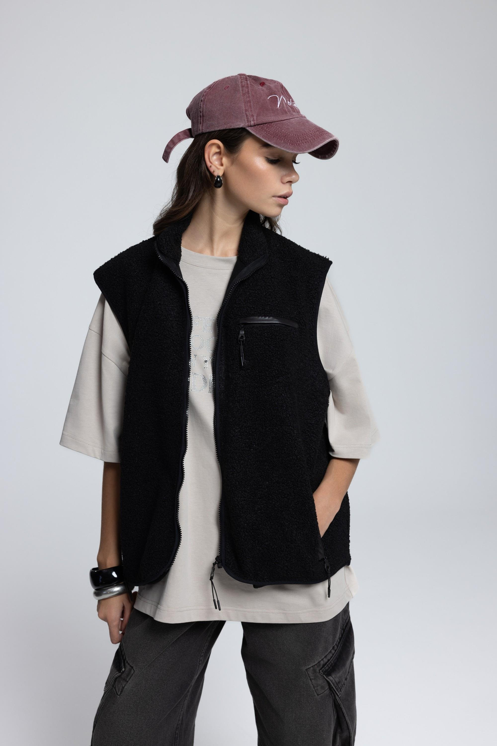 Alberg Siyah Salaş Teddy Yelek