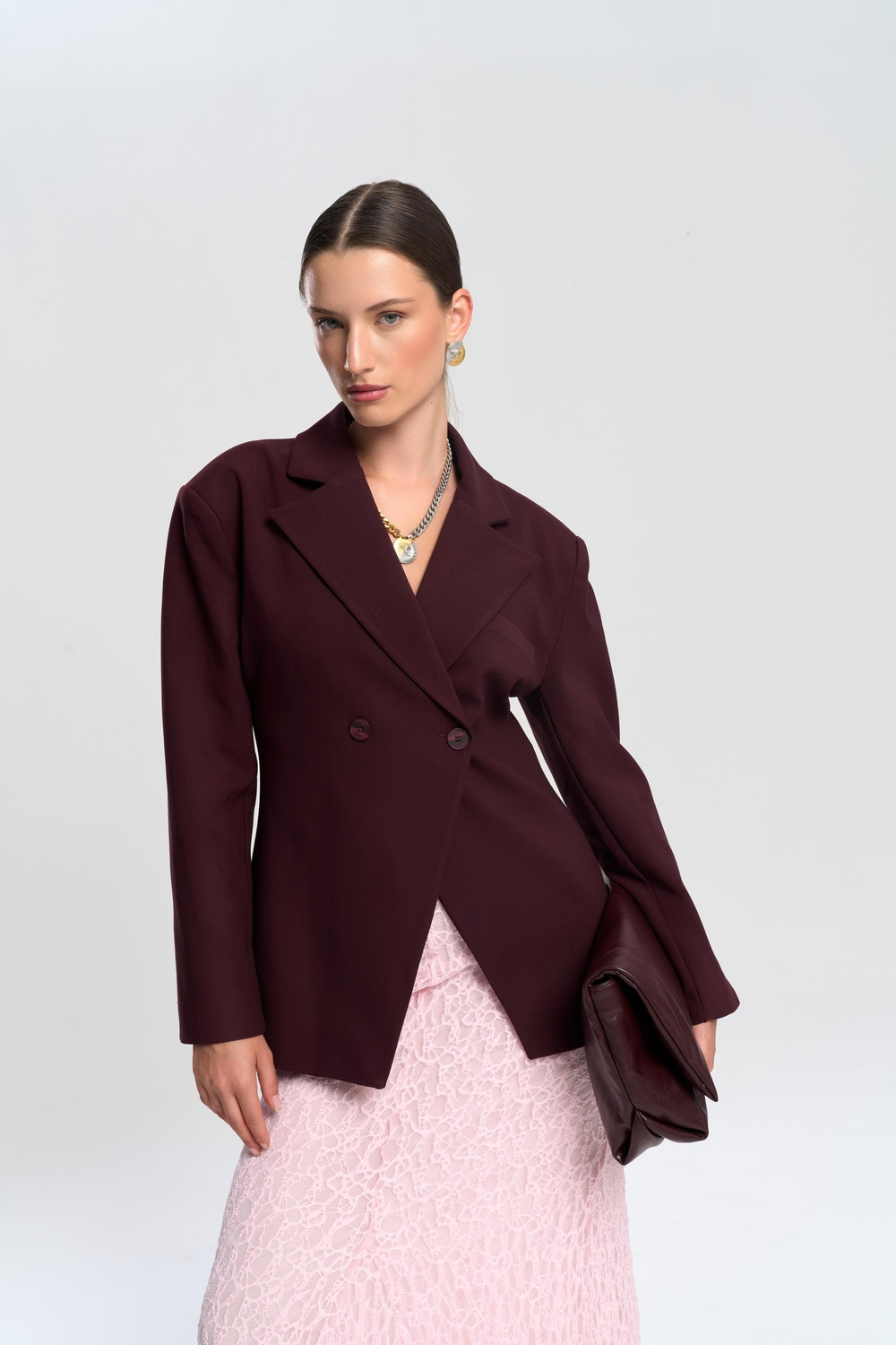 Allegany Bordo Bel Oturmalı Blazer