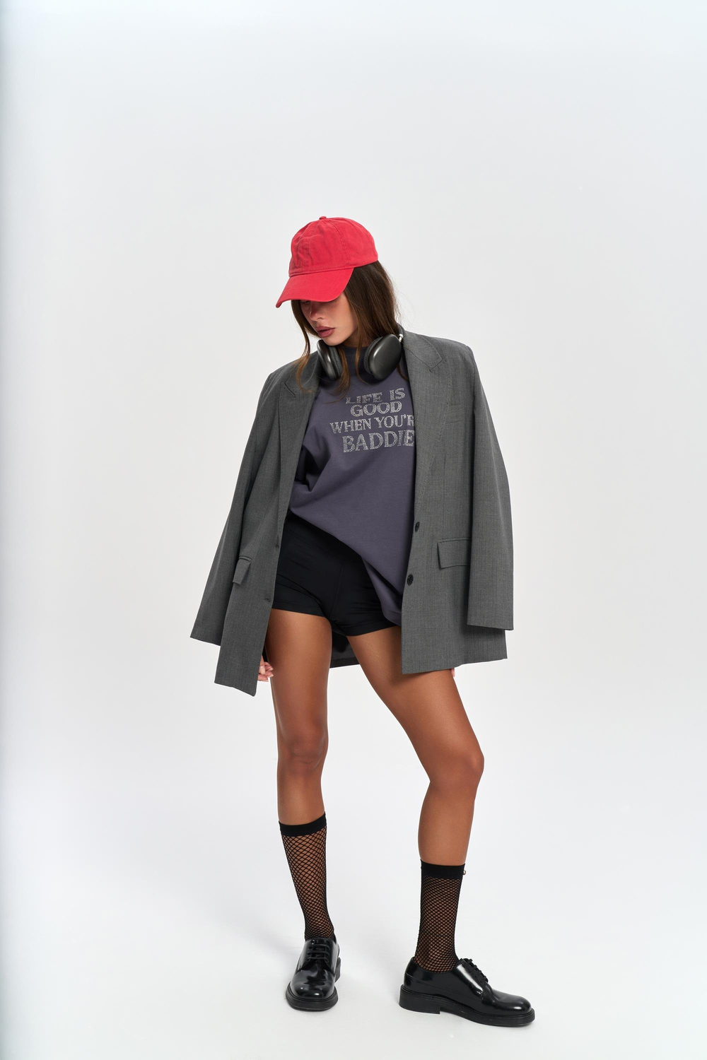 Baddie Oversize Füme T-Shirt 