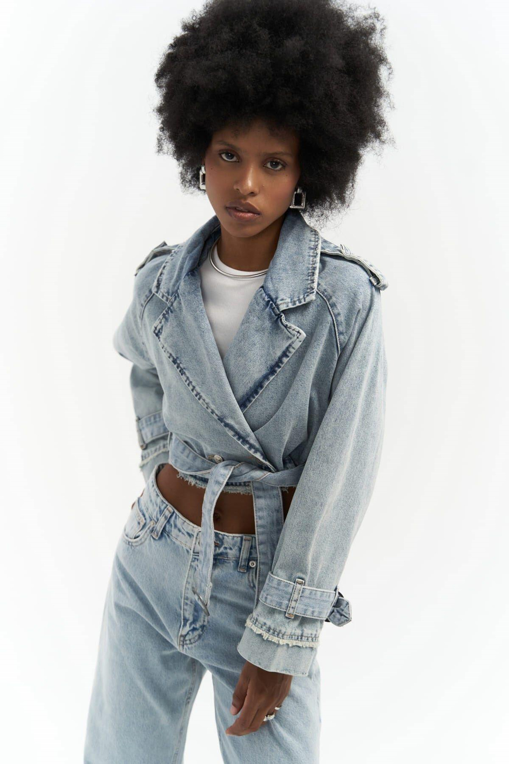 Baggy Biker Mavi Jean Ceket