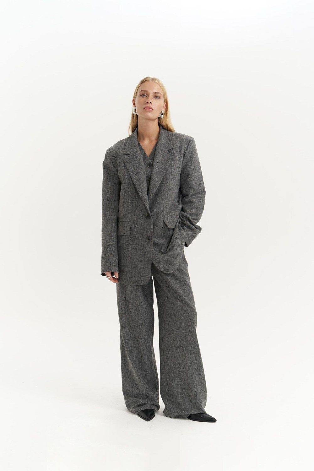 Blake Ekoseli Füme Üçlü Ceket Takım