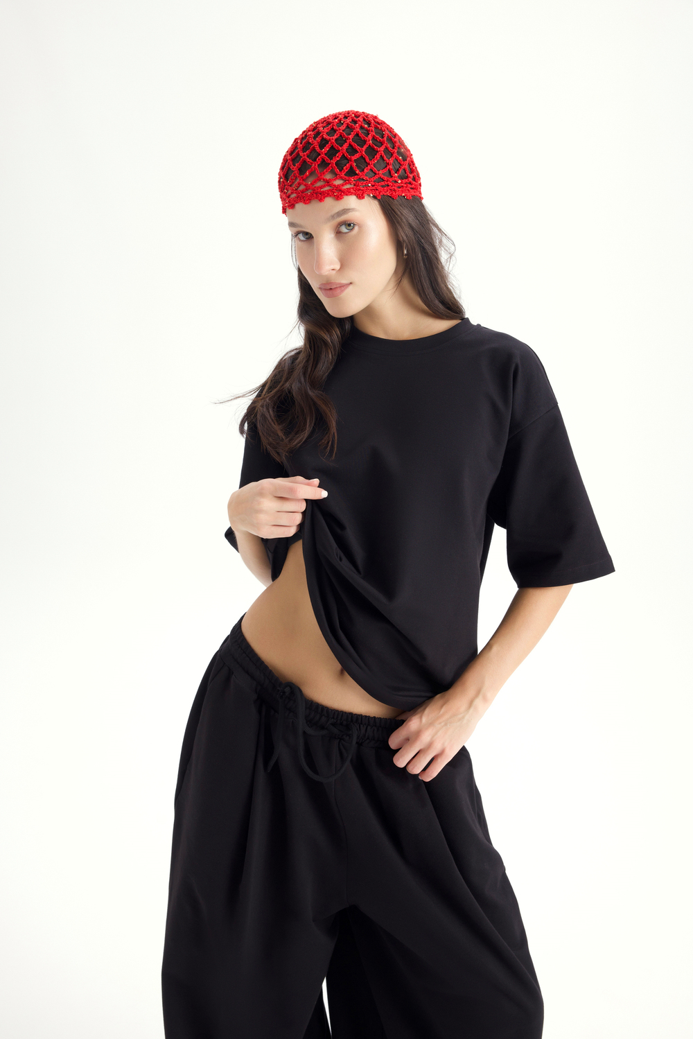 Bruges Oversize Siyah T-Shirt Eşofman Takım