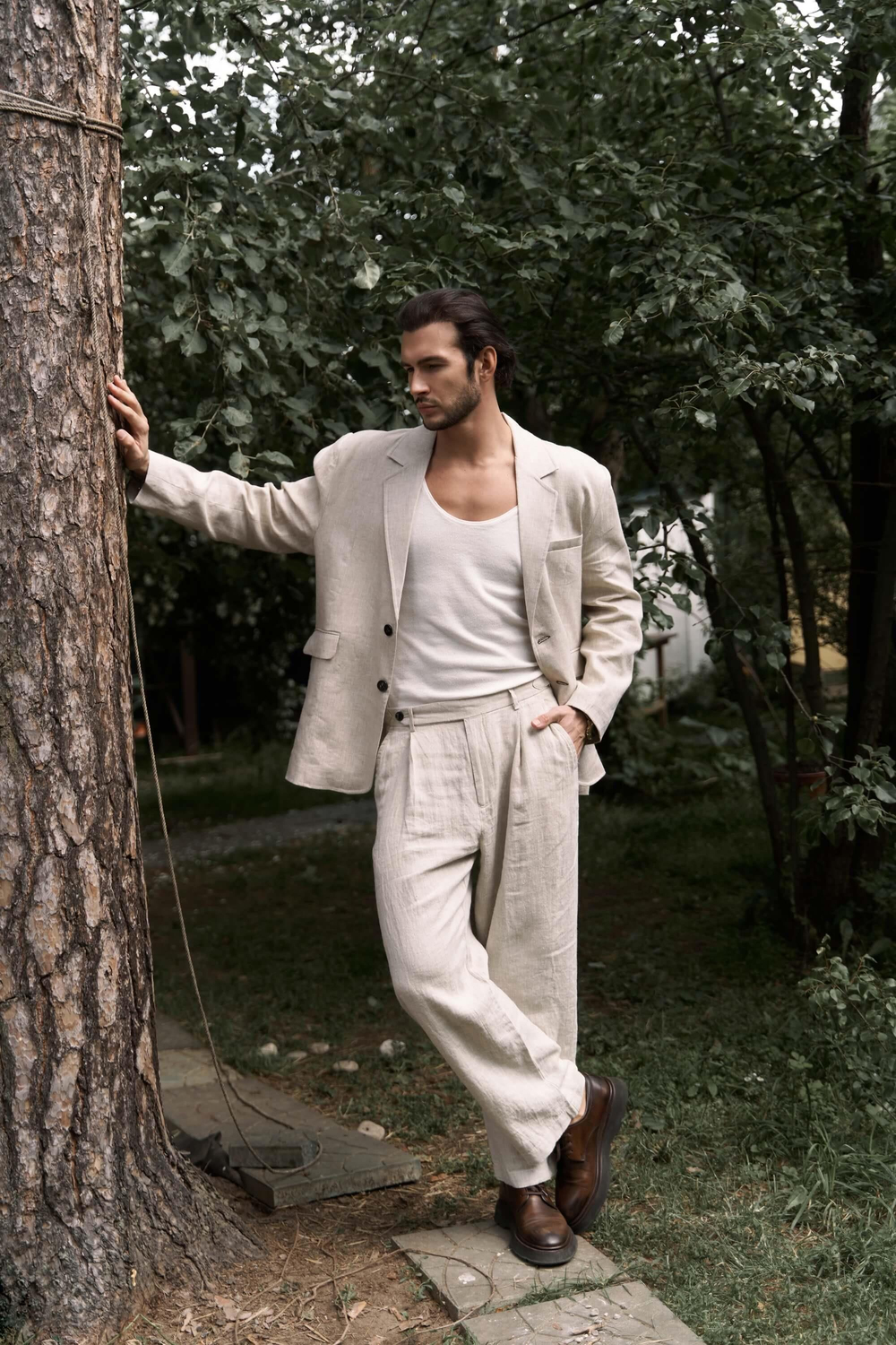 Carlo Naturel Keten Erkek Blazer