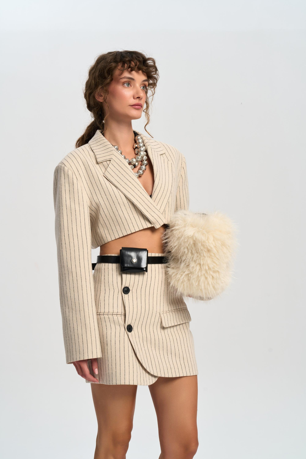 Elegant Bej Ceket-Etek Takım