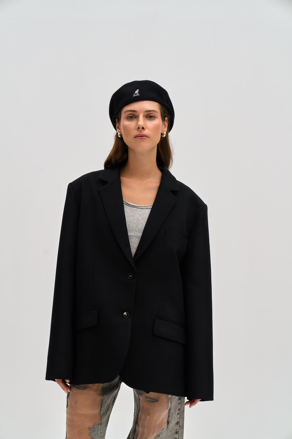 Emma Dikiş Detaylı Siyah Blazer