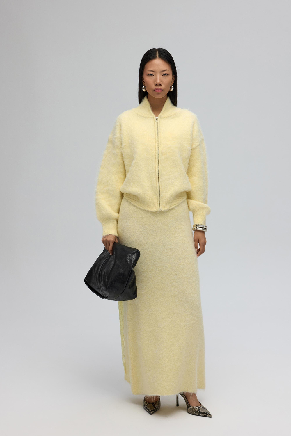 Eskara Fermuarlı Sarı Triko Hırka