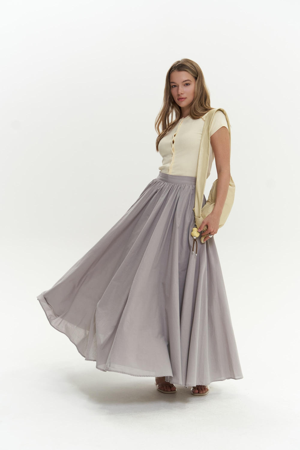 Faylinn Pileli Uzun Gri Etek