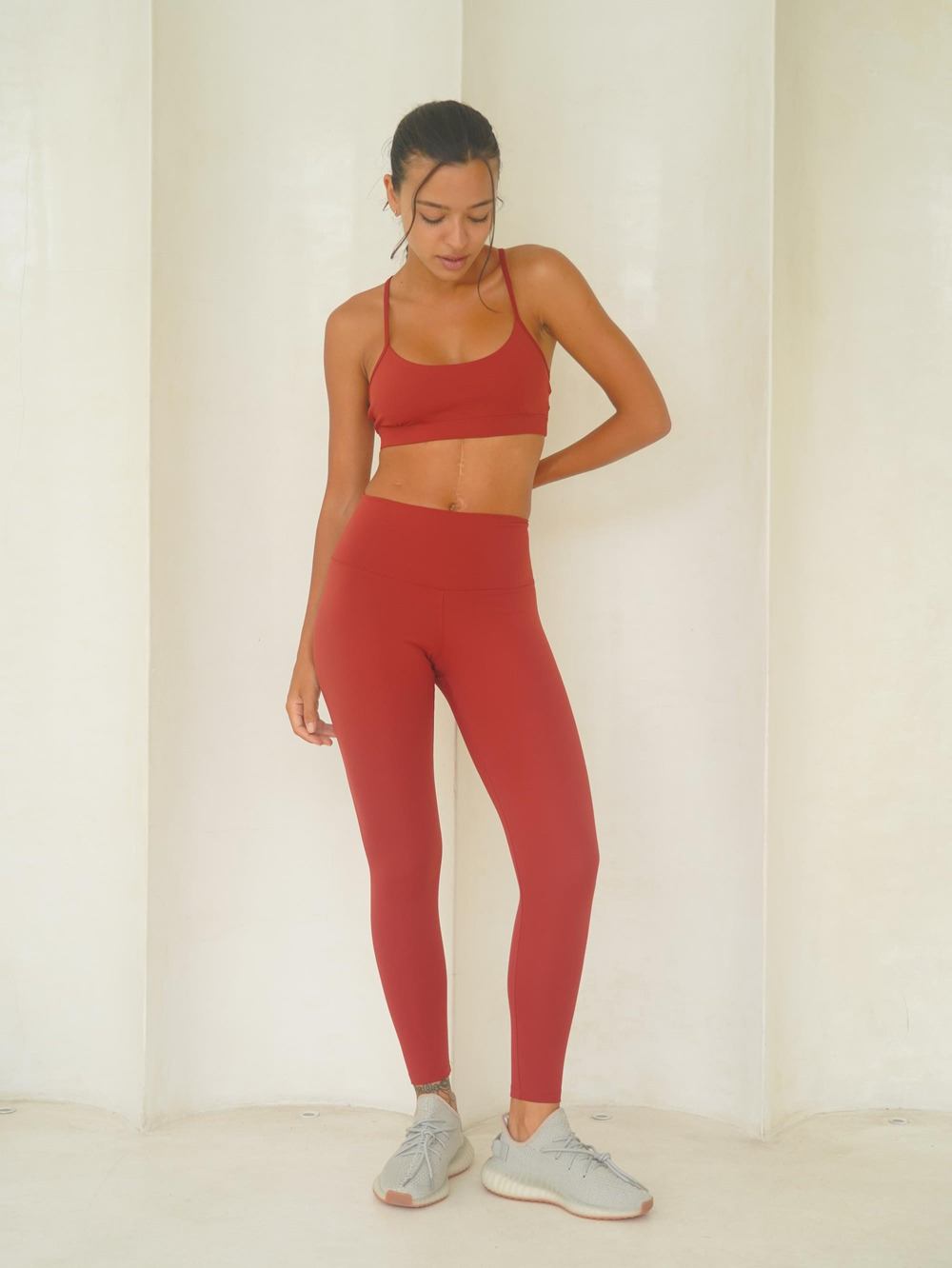 Fold Bilek Hizasında Bordo Tayt