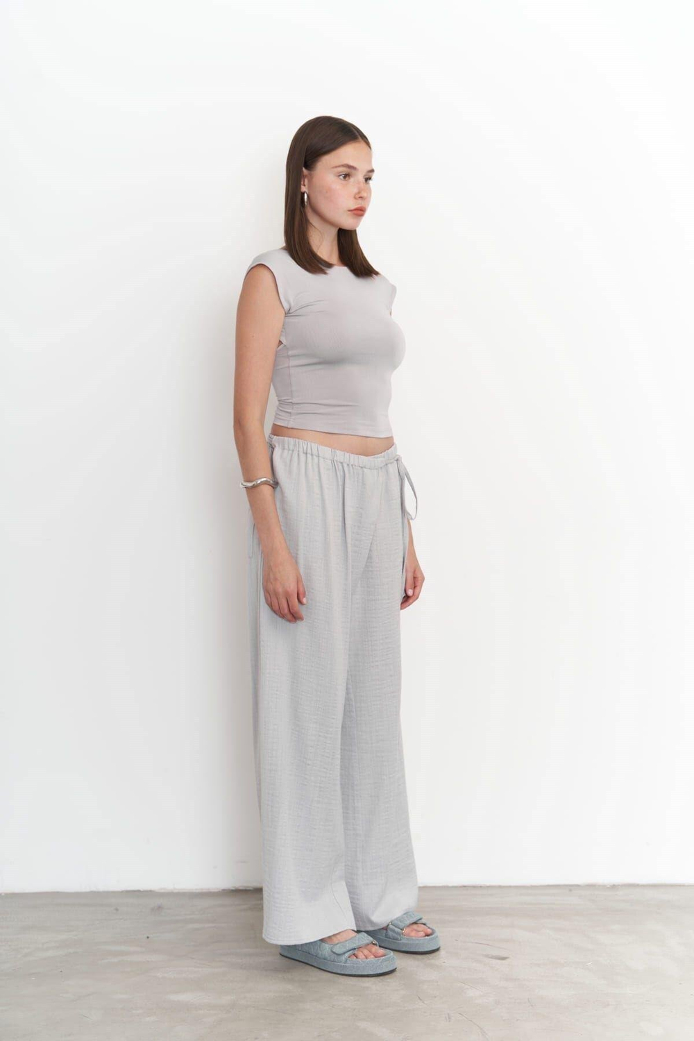 Harmony Yan Bağlama Gri Pantolon