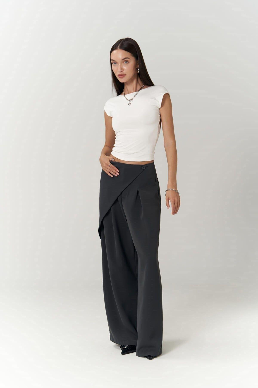 Letty Antrasit Kruvaze Detay Pantolon