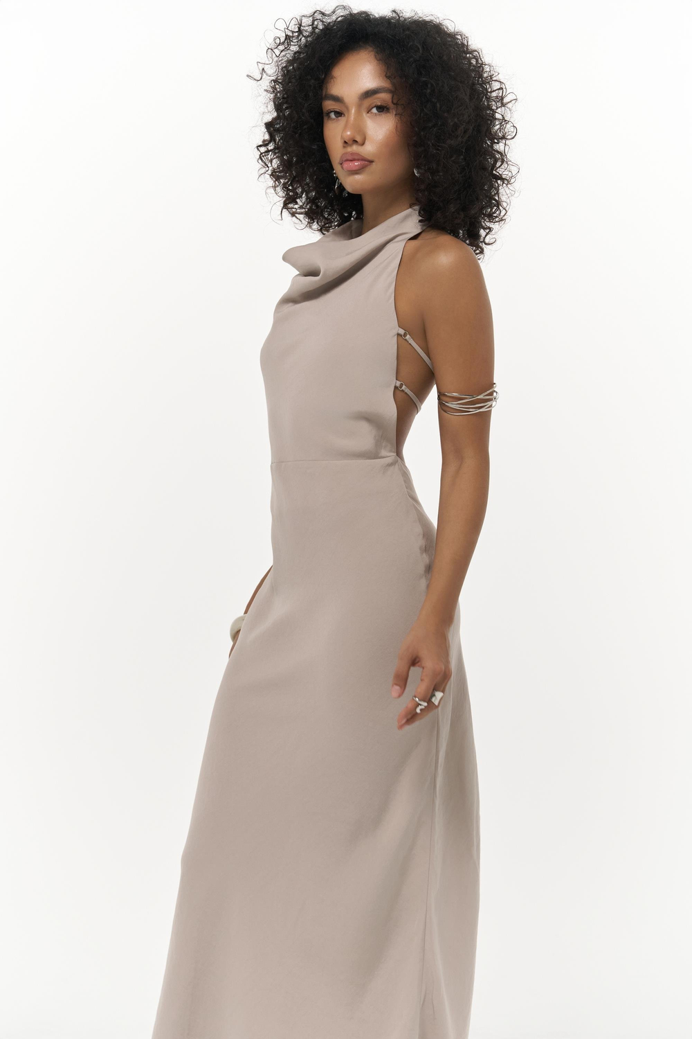 Loretta Sırt Dekolteli Vizon Uzun Elbise