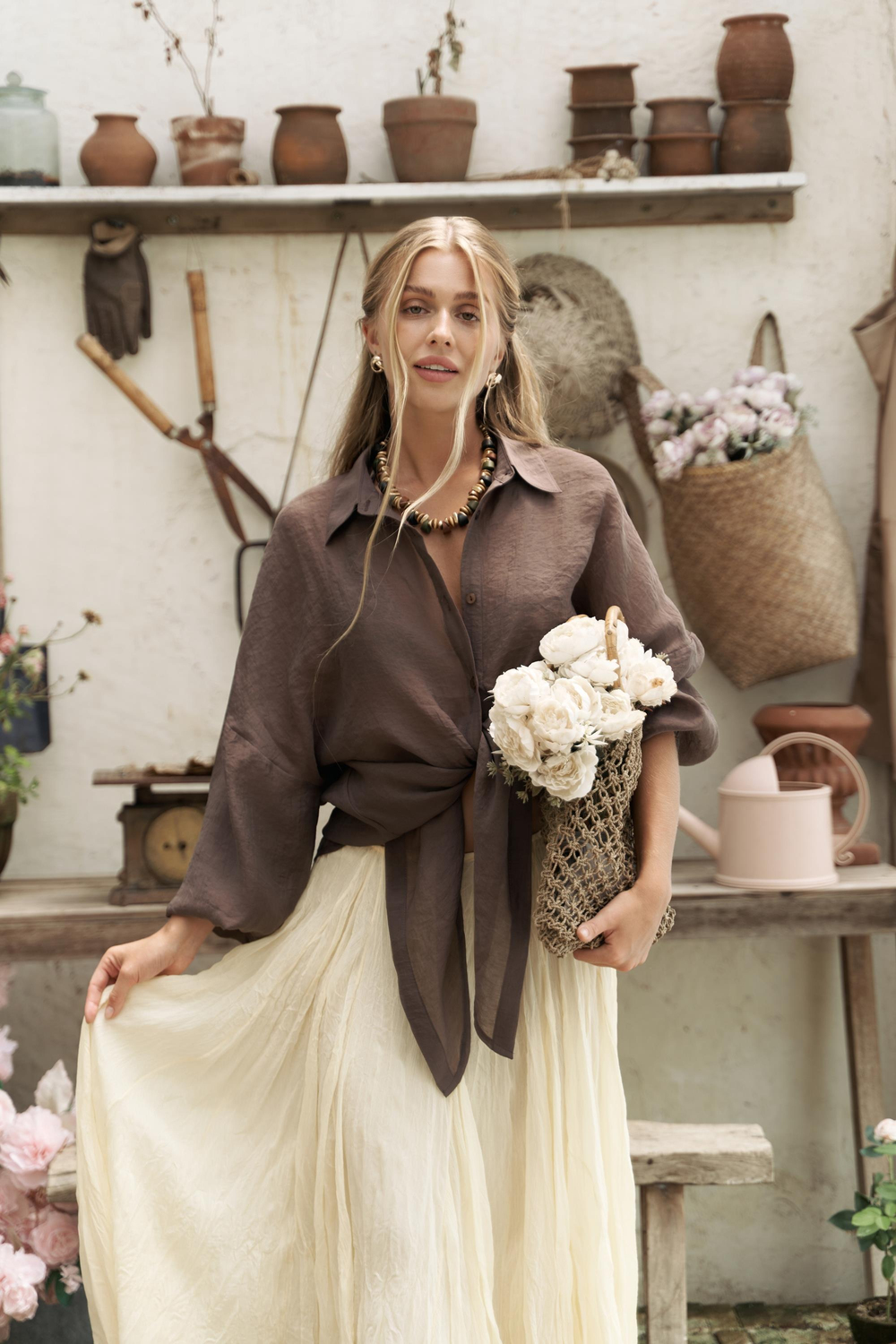 Lyra Oversize Kahve Gömlek