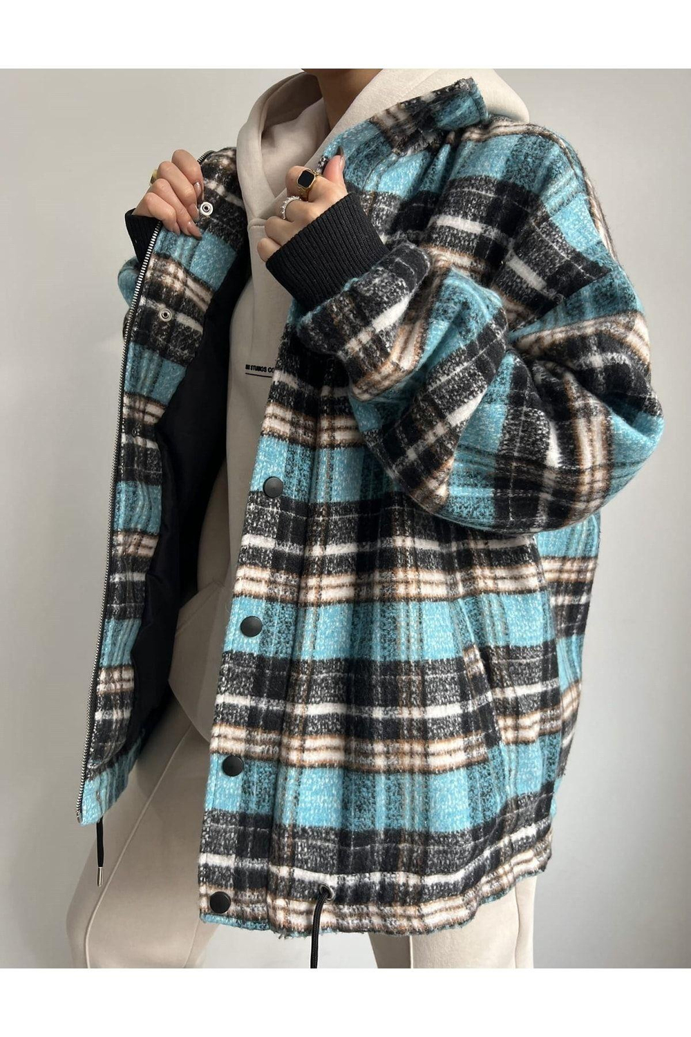 Mai Snoopy Turkuaz Oduncu Fermuarlı Ceket