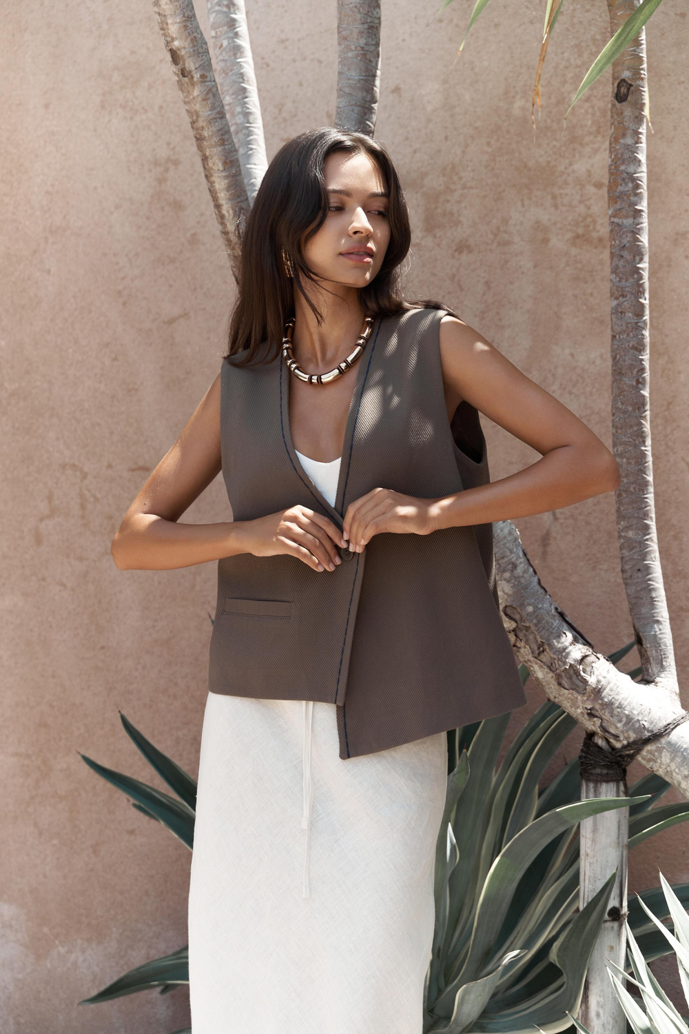 Maysa Nakış Detay Yeşil Yelek