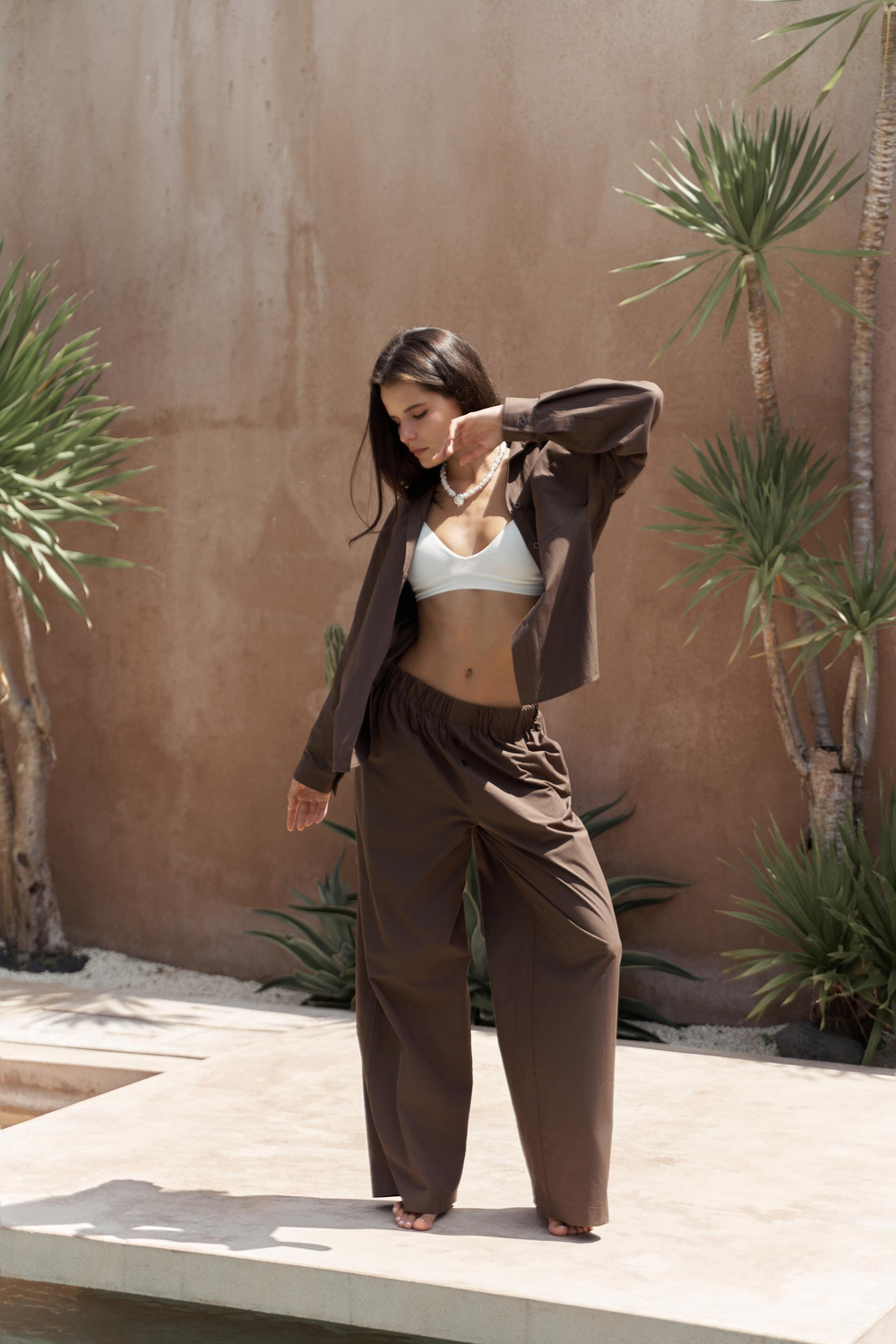 Mirabella Kahve Gömlek Pantolon Takım