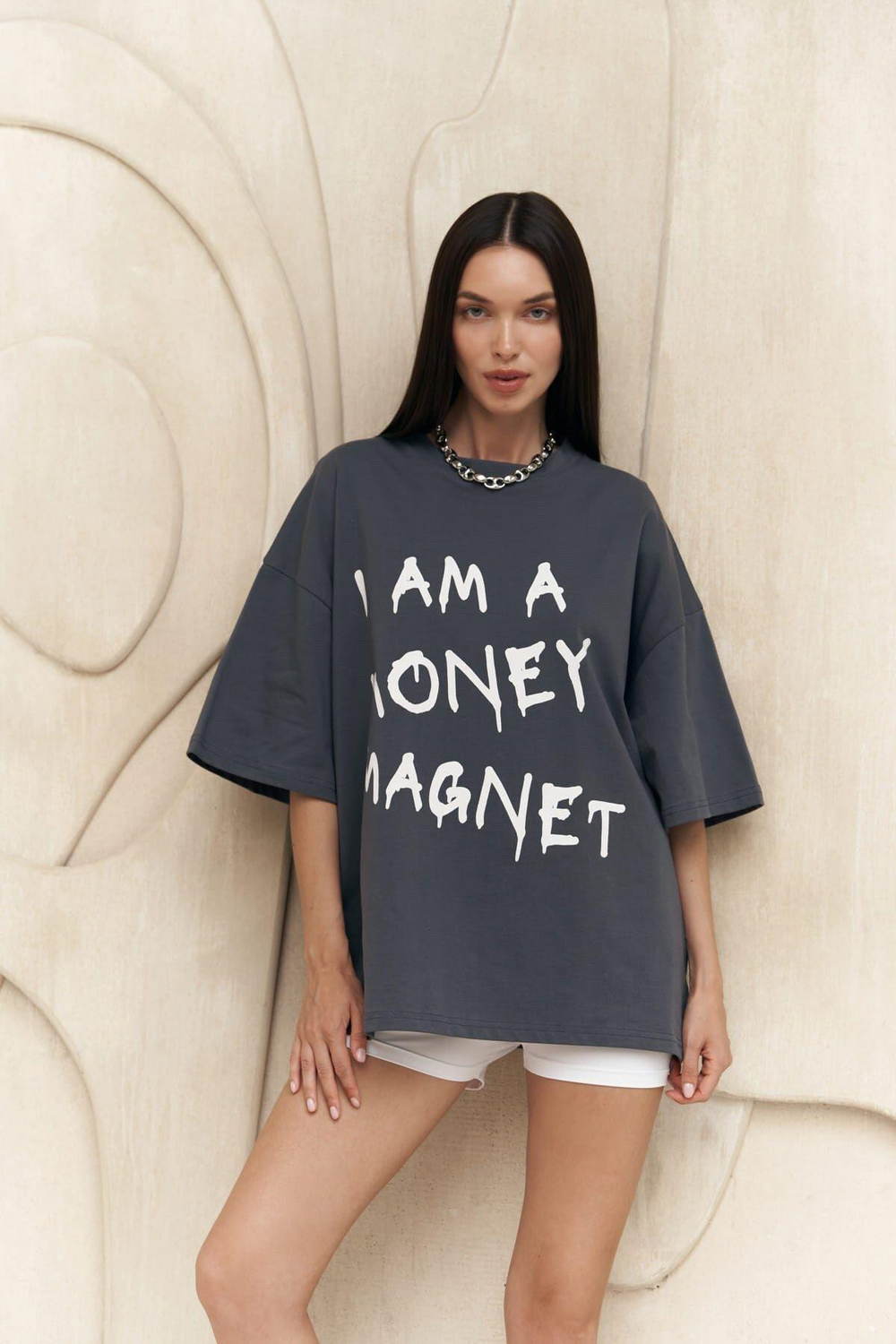 Money Magnet Antrasit Oversize T-shirt