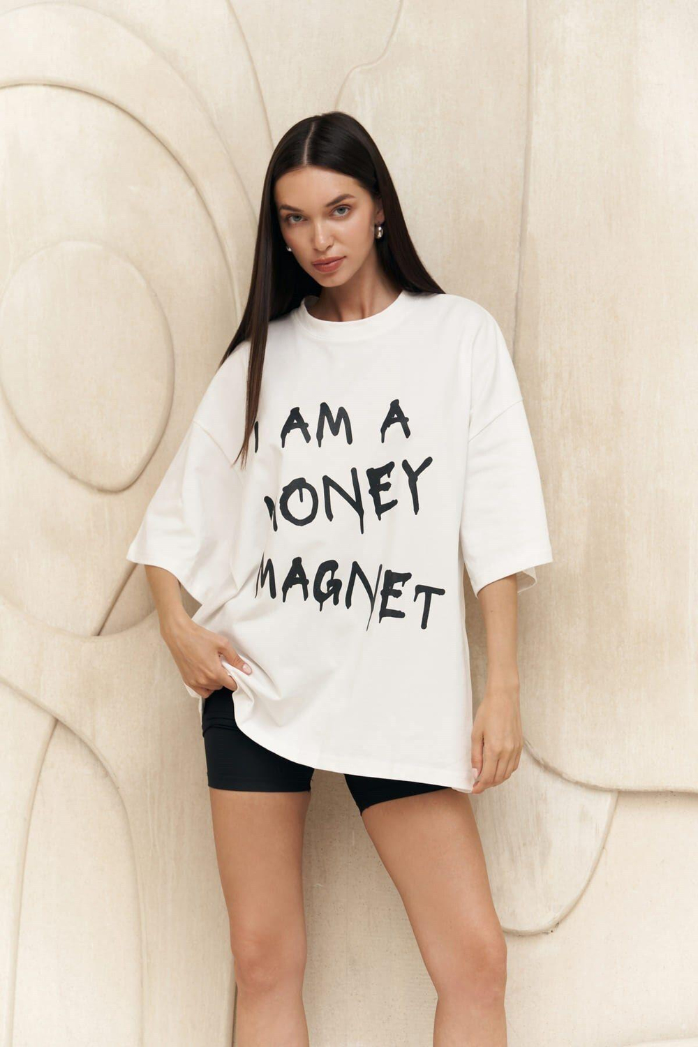 Money Magnet Beyaz Oversize T-shirt