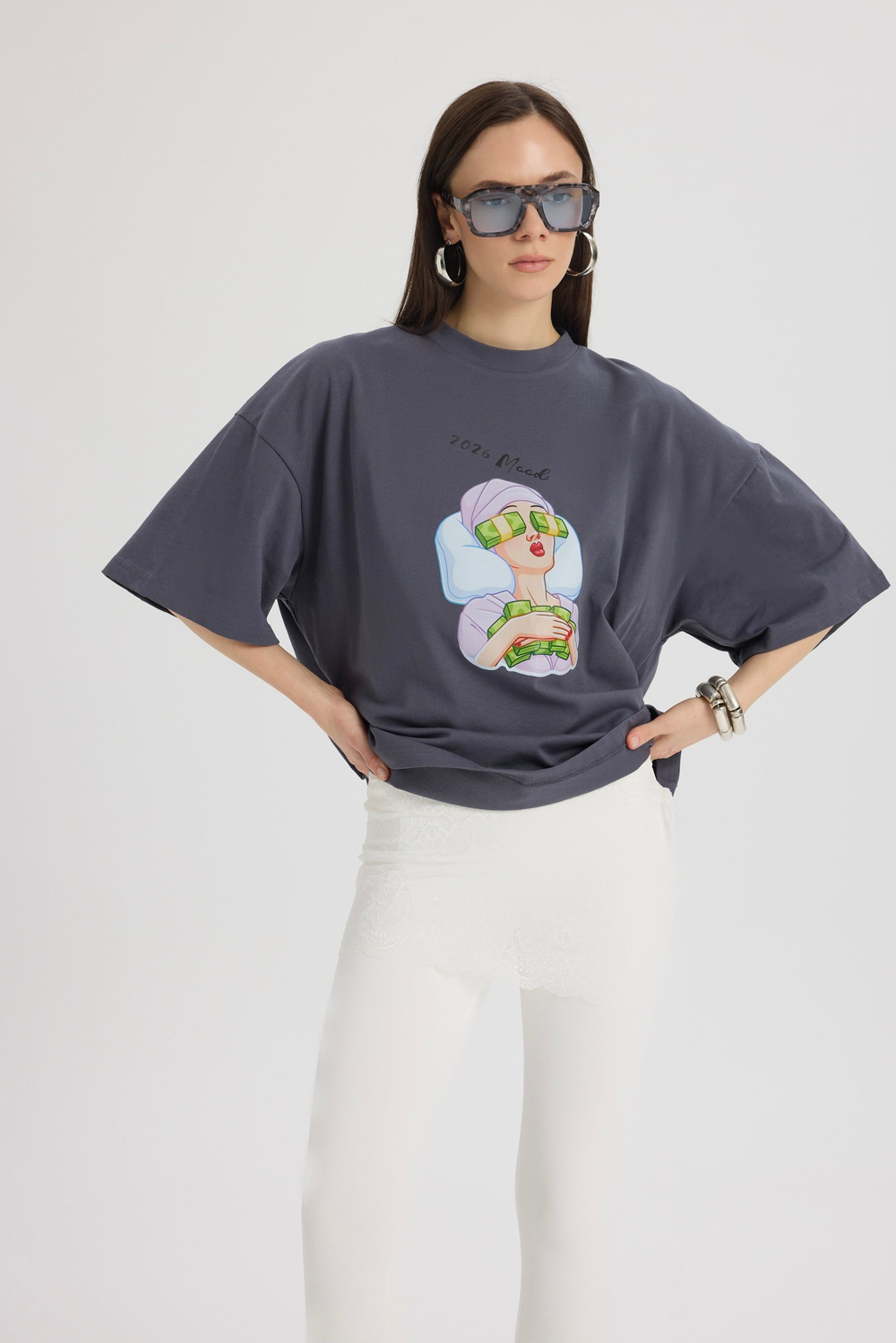Mood Oversize Füme T-Shirt