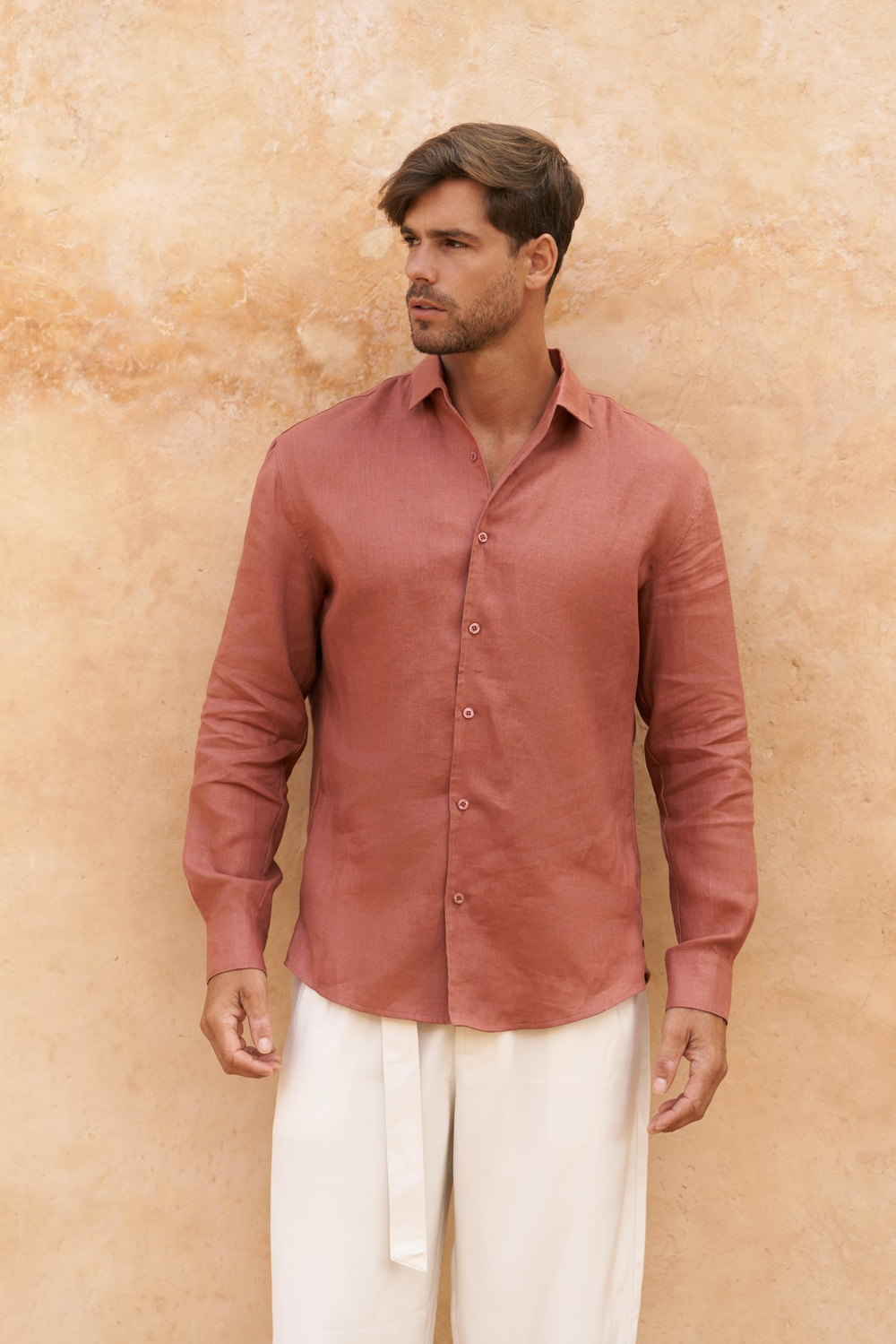 Ottavia Tarçın Keten Oversize Erkek Gömlek