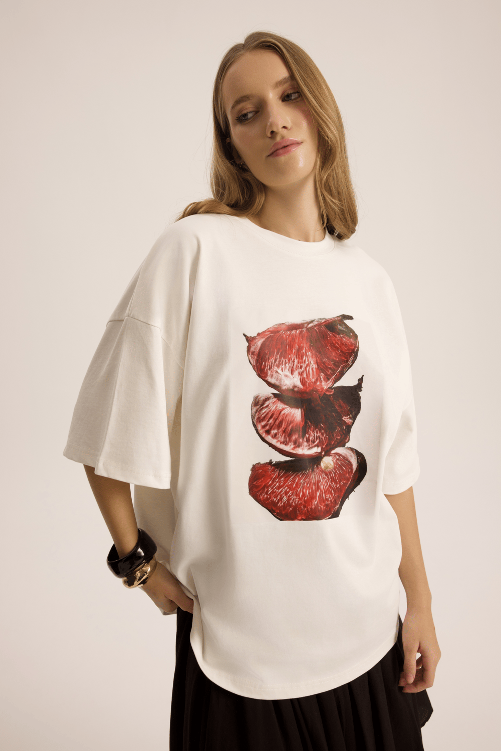 Pomelo Oversize Beyaz T-Shirt